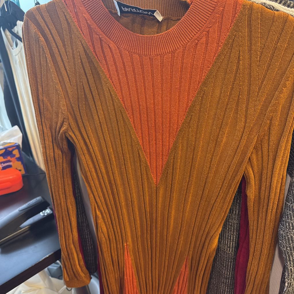 Rust Remy Italian Cotton Blend Rib Knit Dress