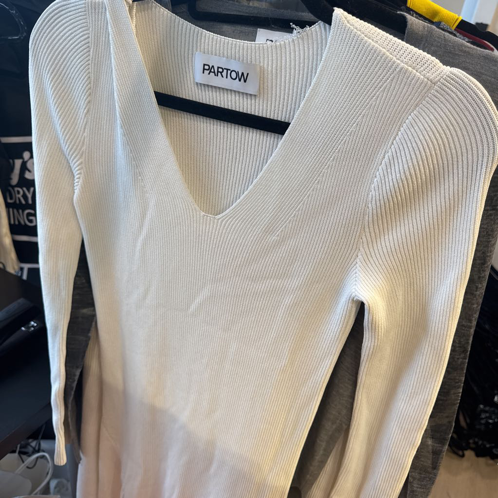 White Maddox Italian Micro Rib Knit Dress(AS IS)