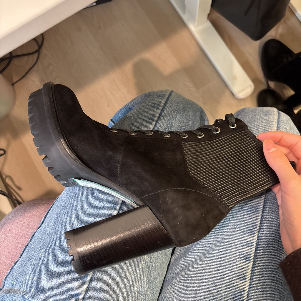 Black Ribbed Suede Ankle Boot (Retail 1345)