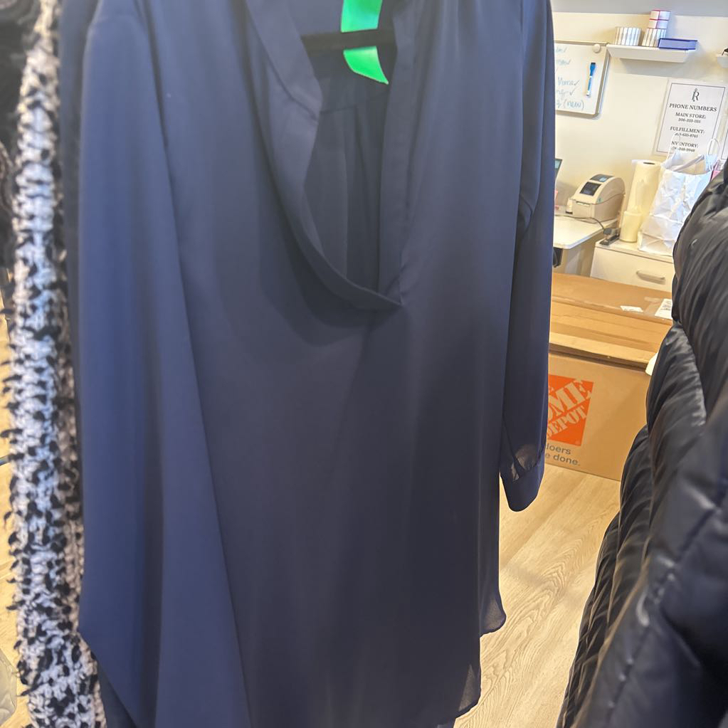 Navy Sheer Shirt Dress