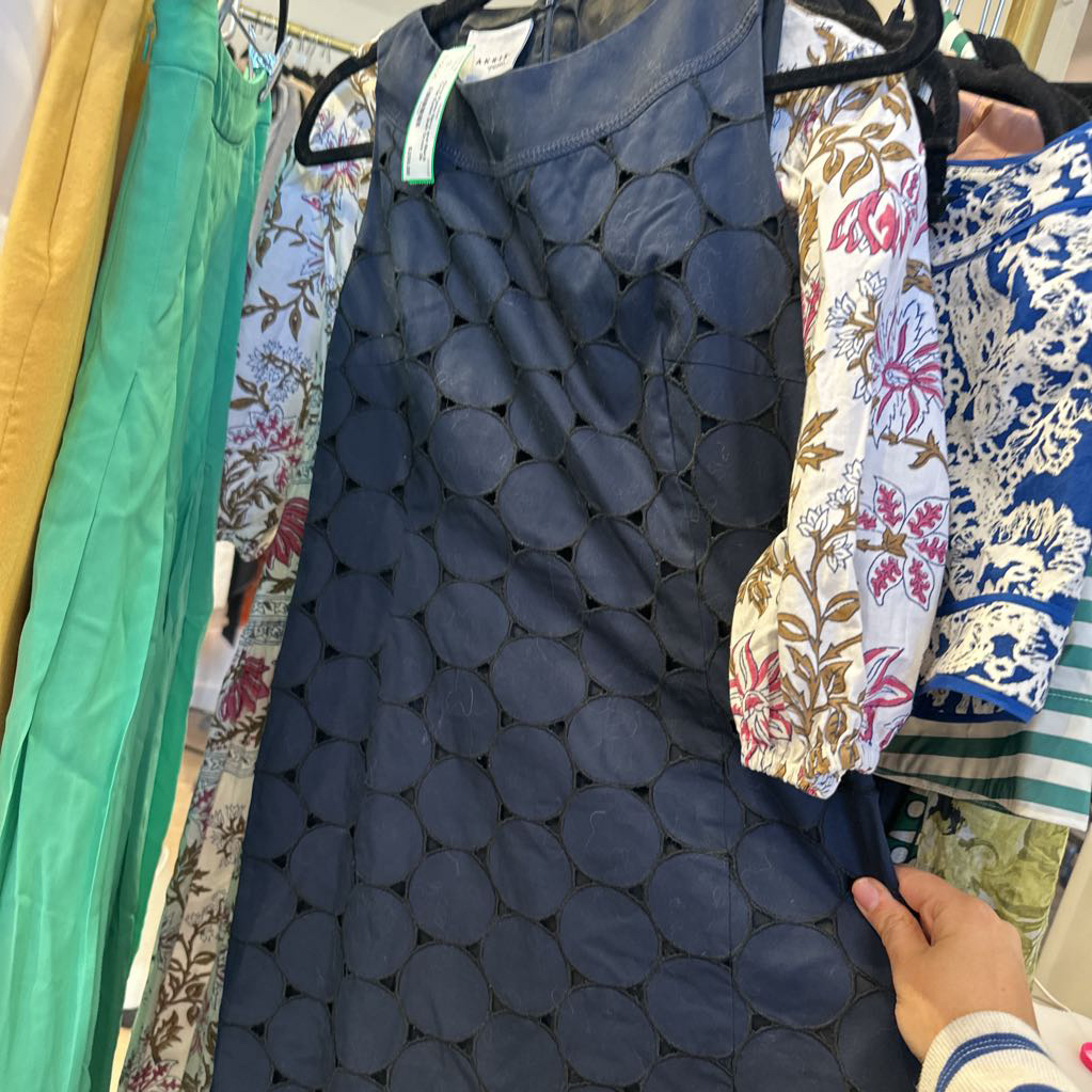 Navy and Black Circle Eyelet Shift Dress