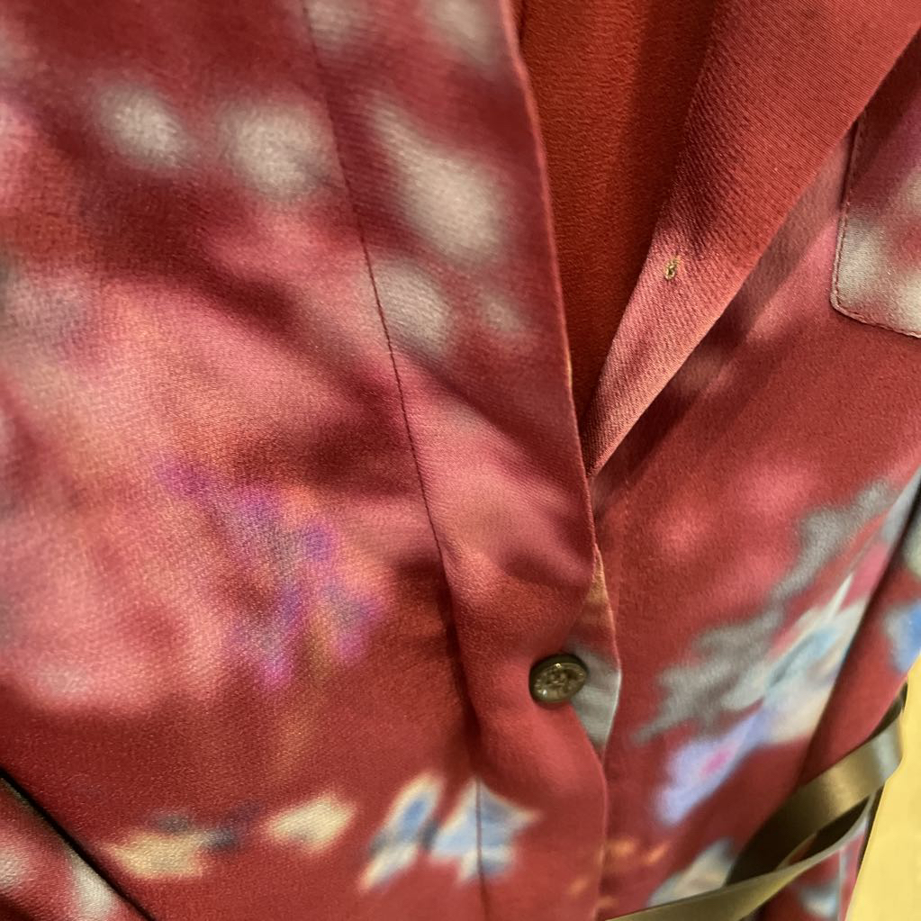 Burgundy Silk Print Dress