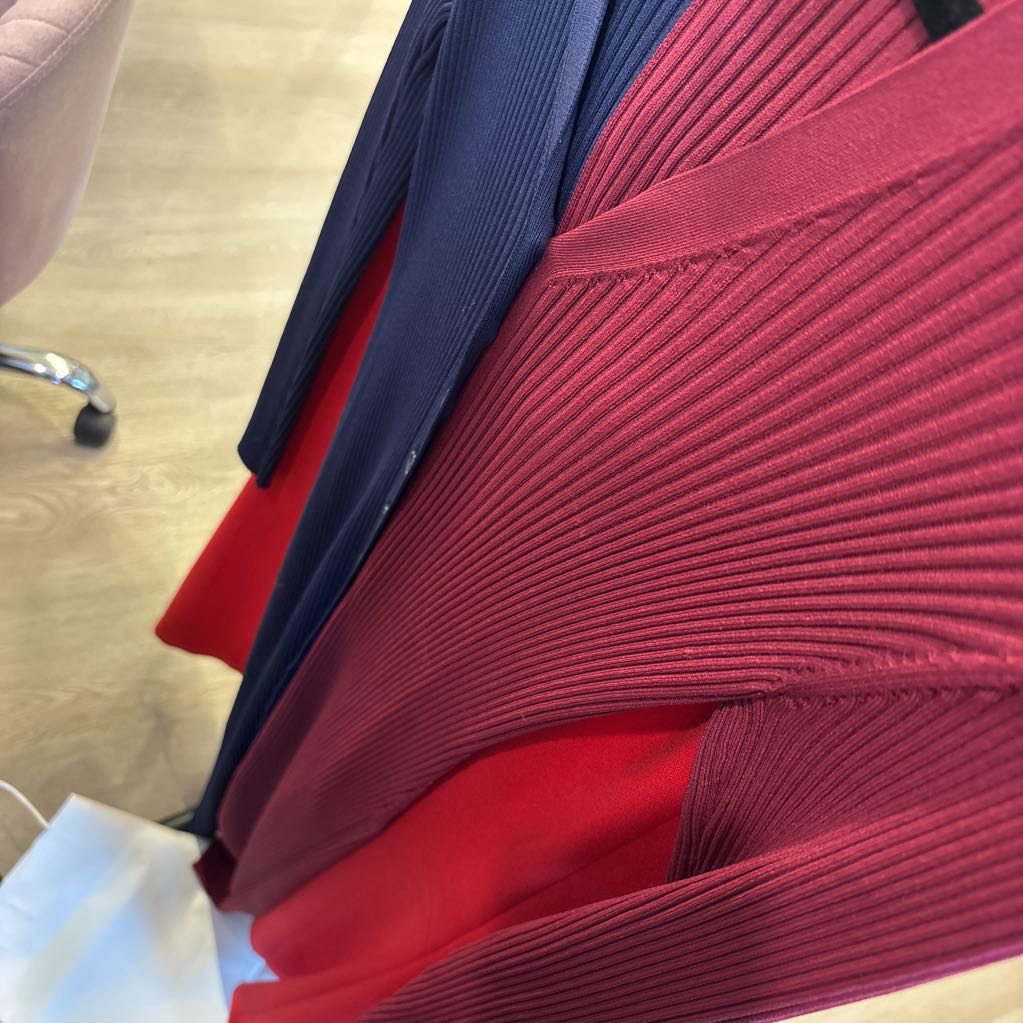 Navy/Red Color Block Ribbed Dress