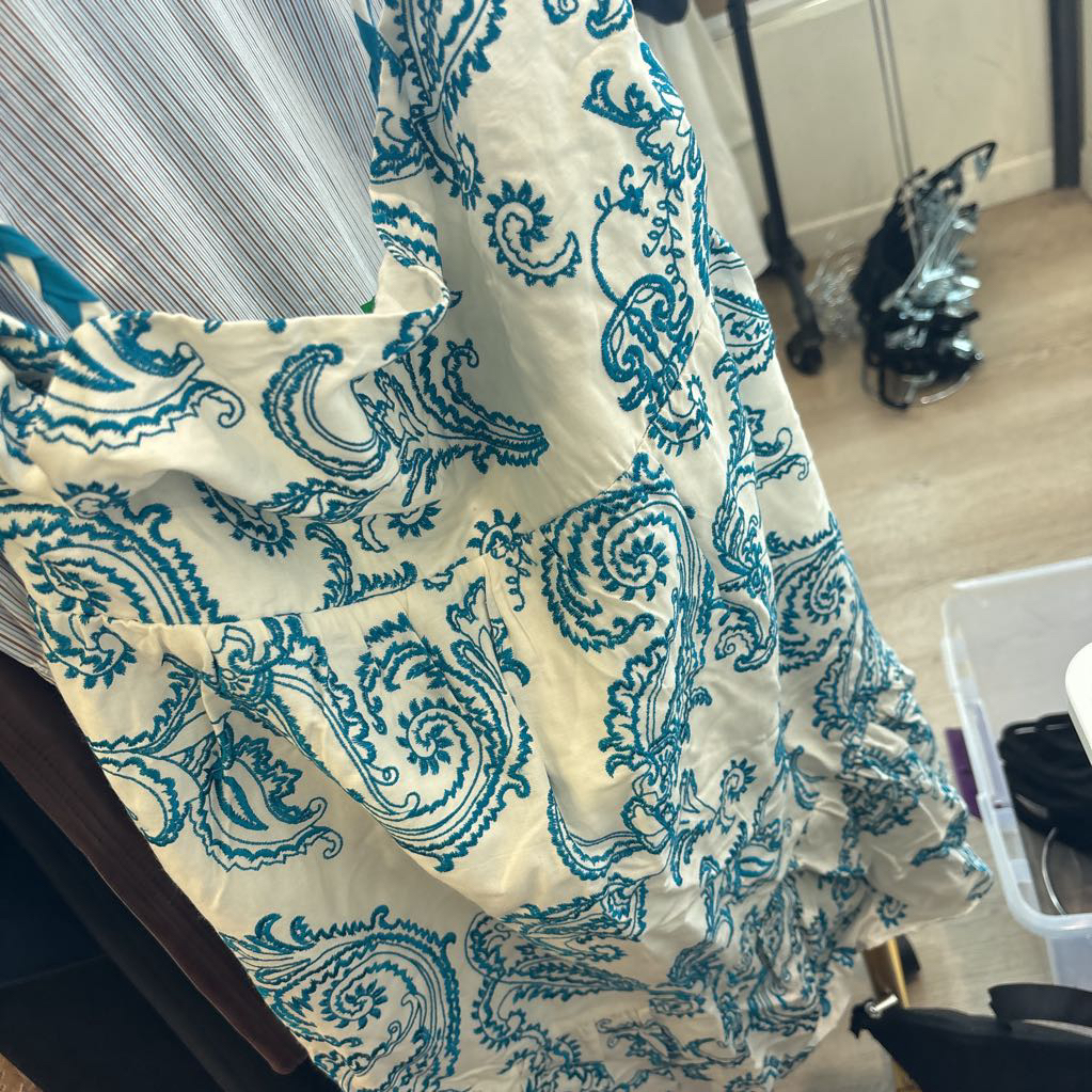White/Blue Embordered Dress (NWT)