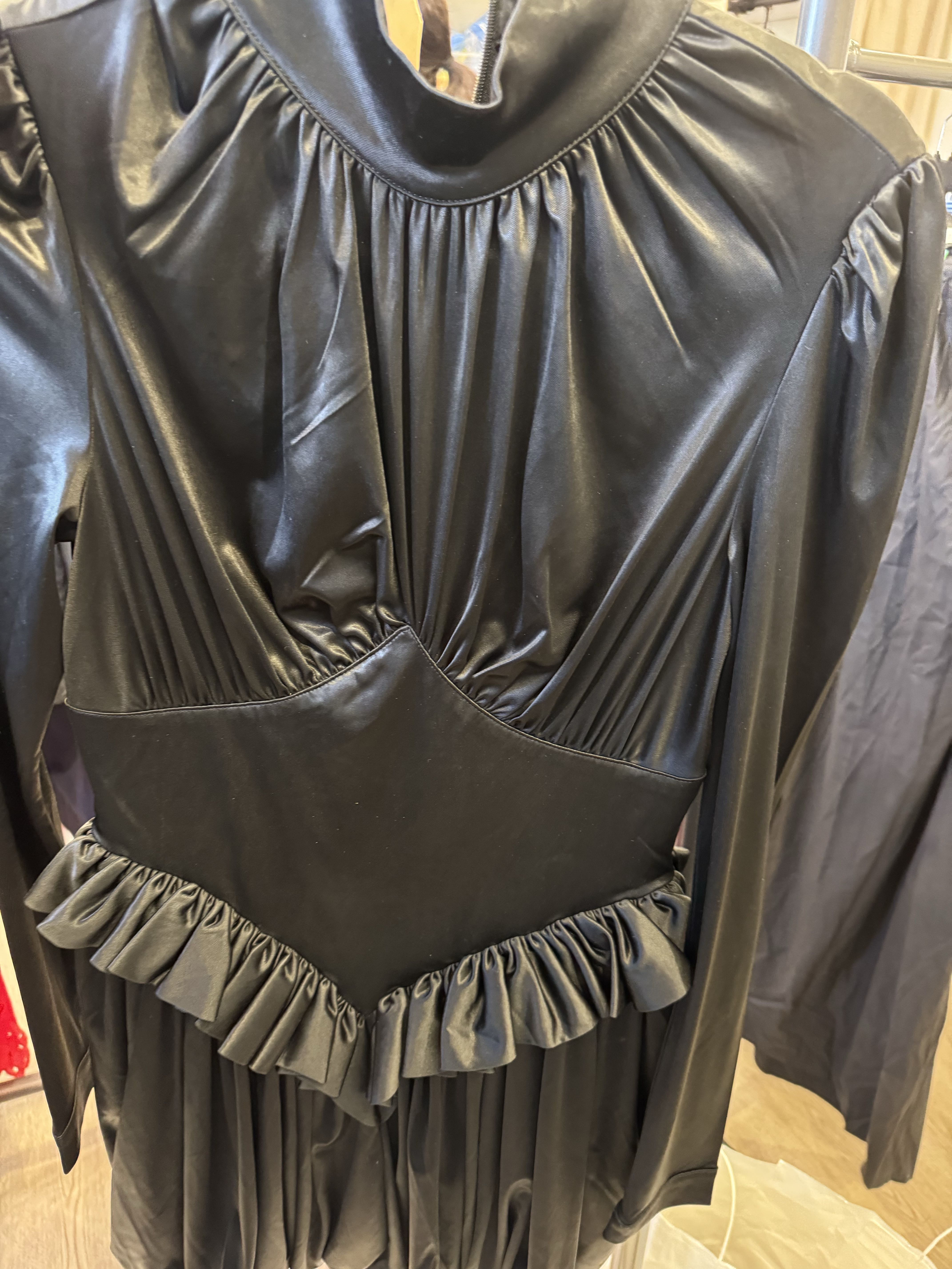 Black Ruffle Long Sleeve Dress