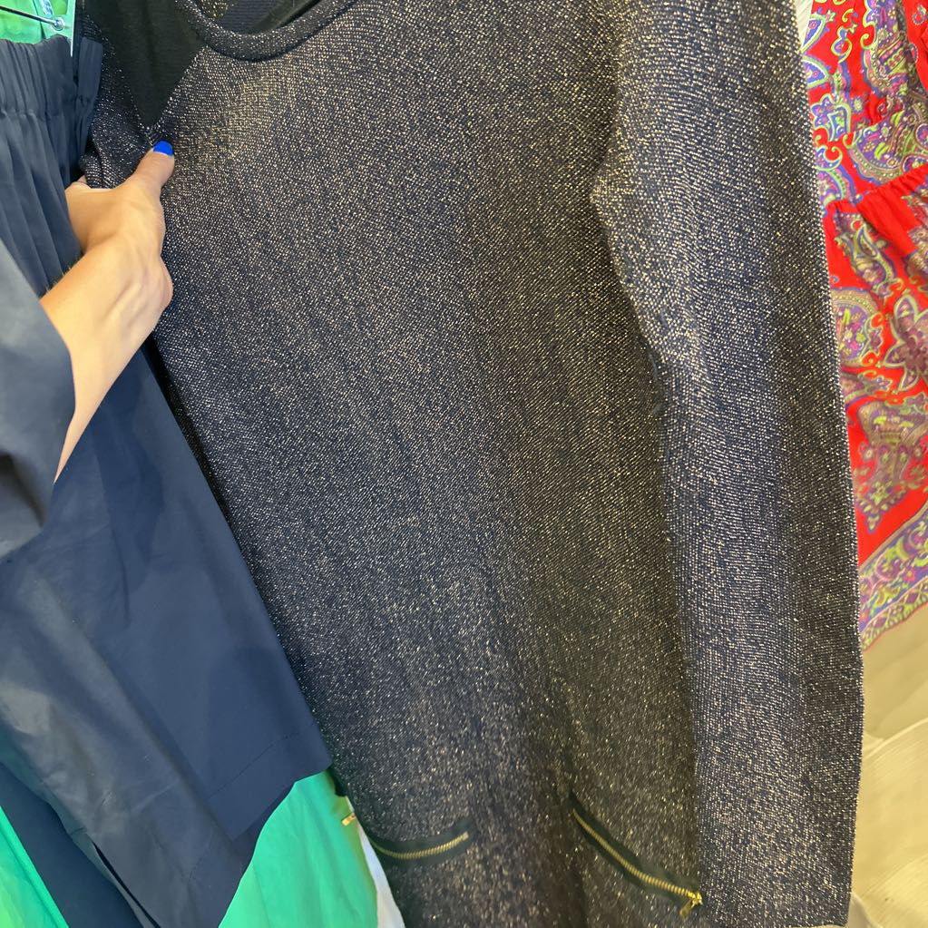 Navy Metallic LS Dress