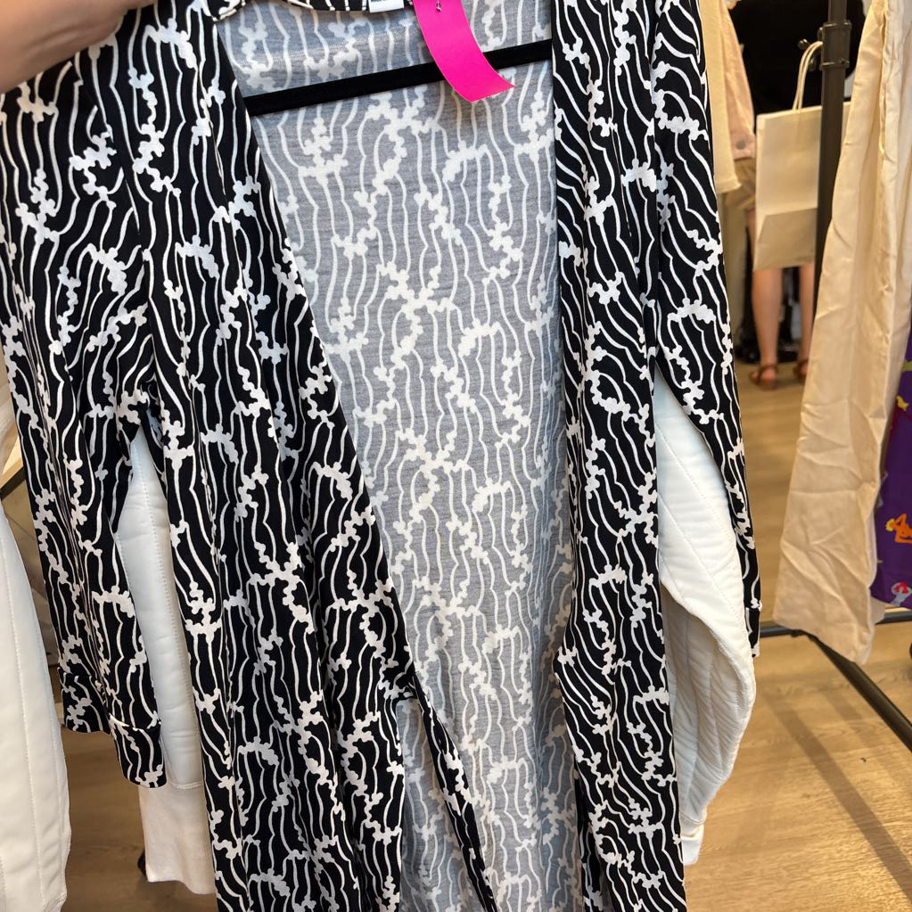 Black/White Pattern Wrap Dress