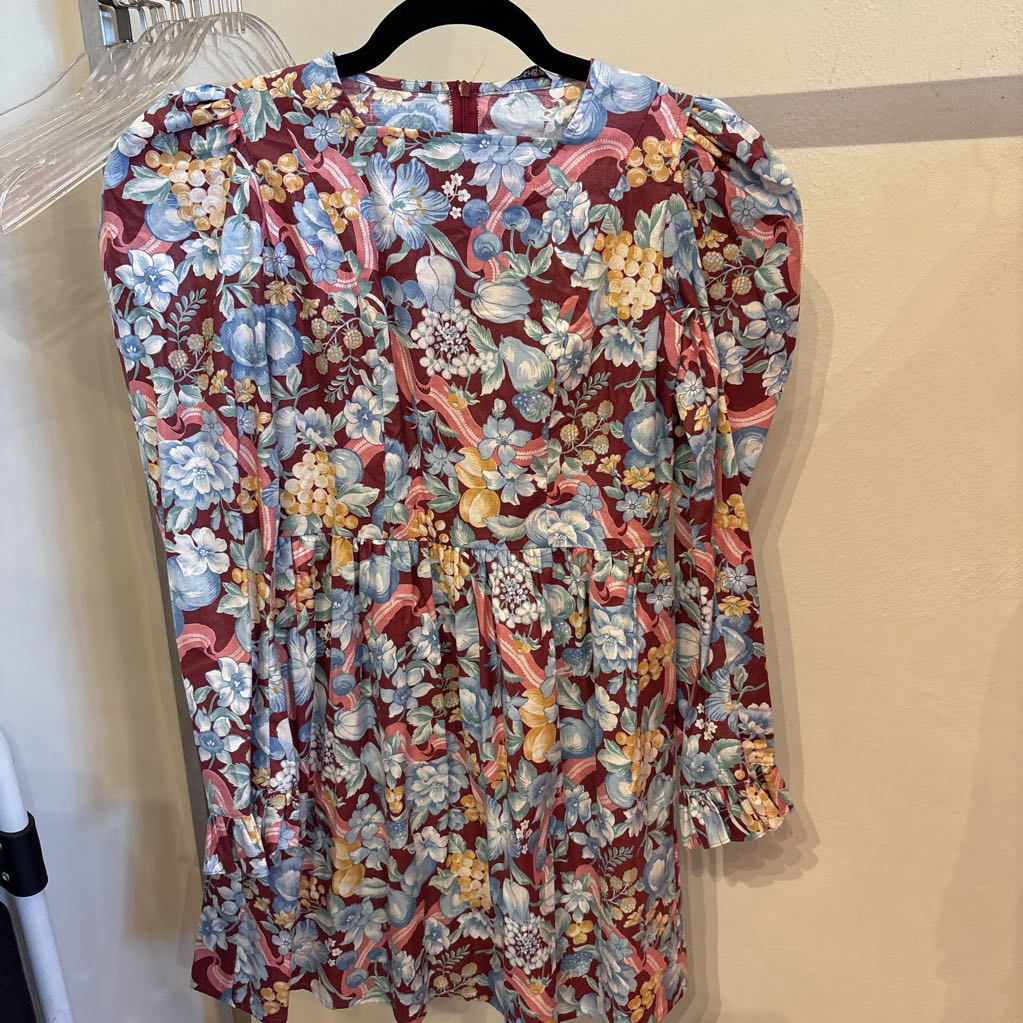 Floral maroon and blue dress