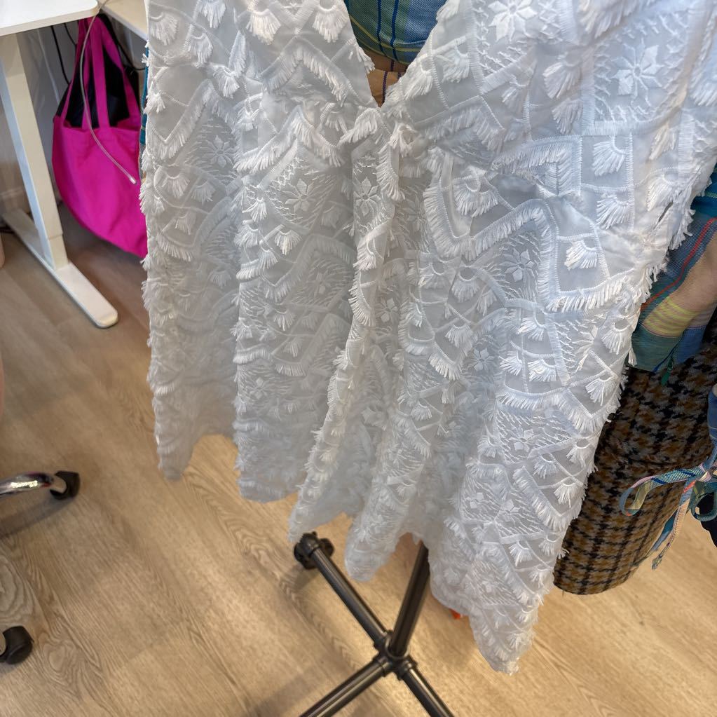 White Embroidered Mini Dress