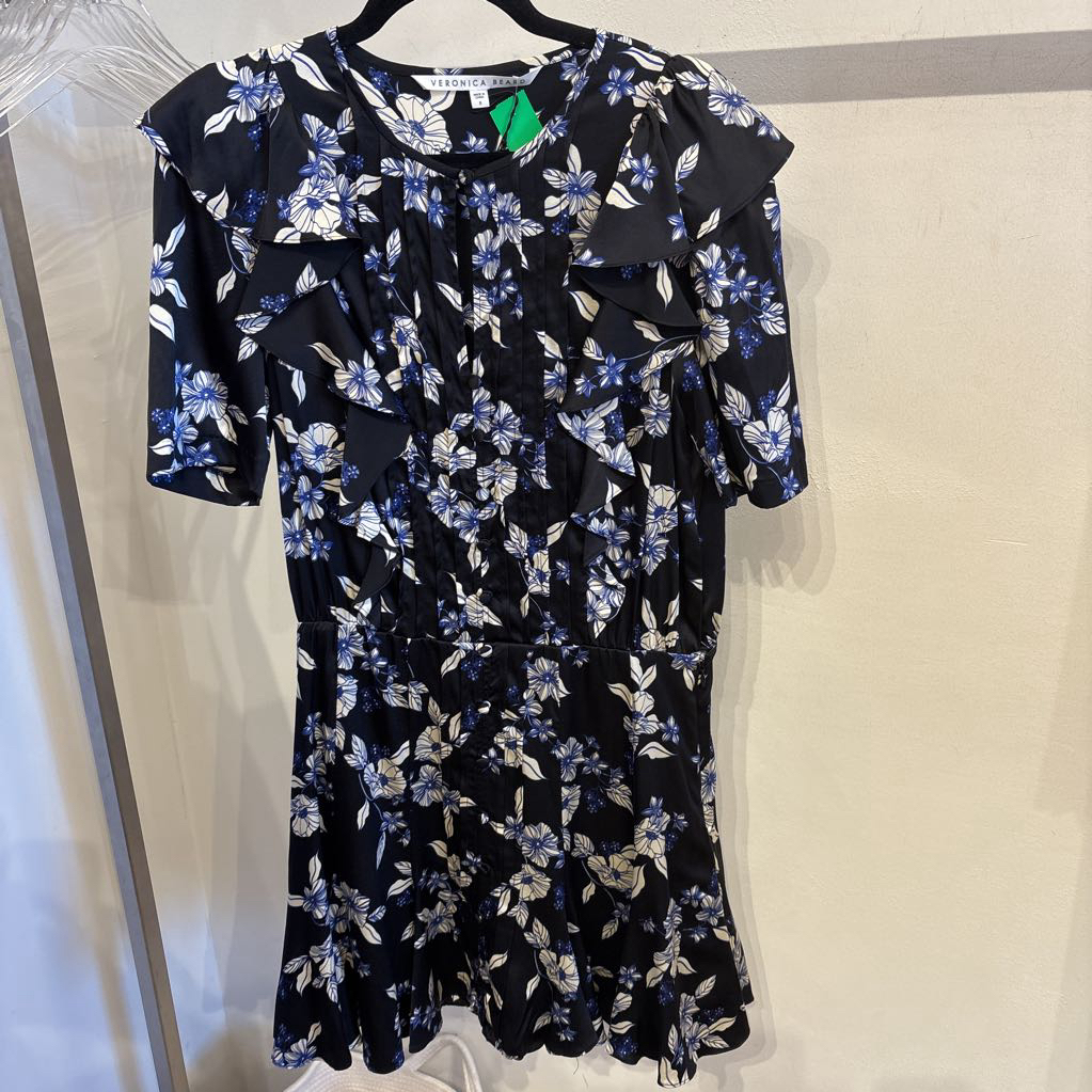 Black/White Floral Silk Mini Dress (NWT 650)
