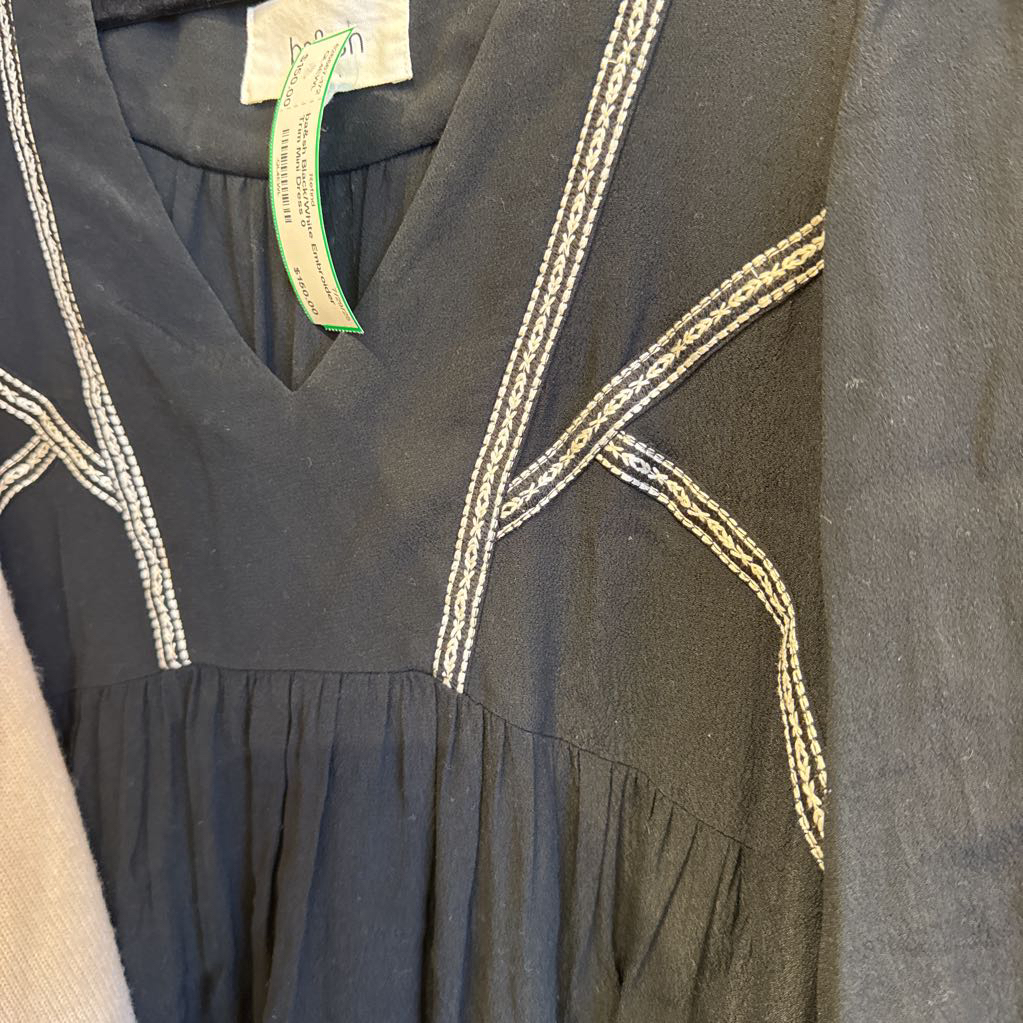 Black/White Embroider Trim Mini Dress