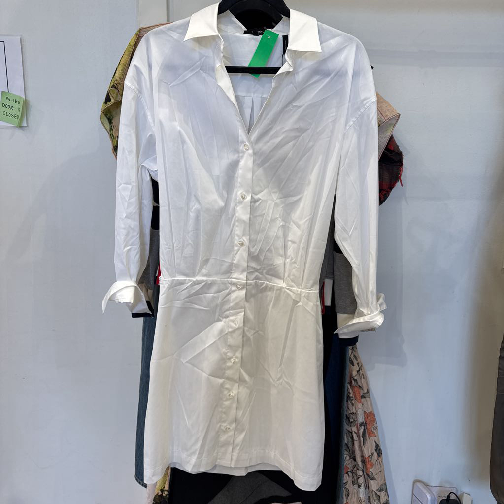 White Cotton Blend Shirt Dress (395 retail)