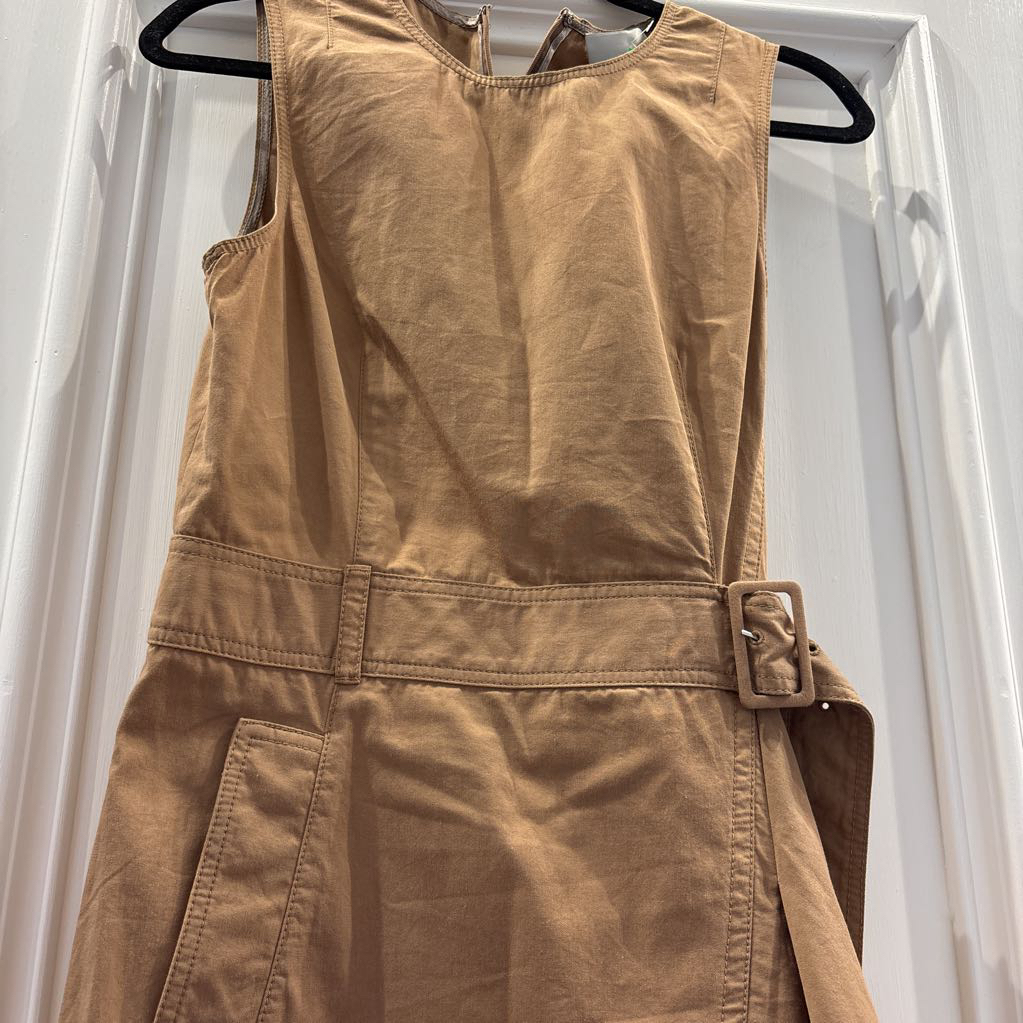 Brown Cotton Belted Dress