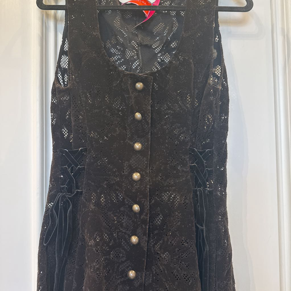 Brown Velvet Lace Waist Mini Dress (est 1290)