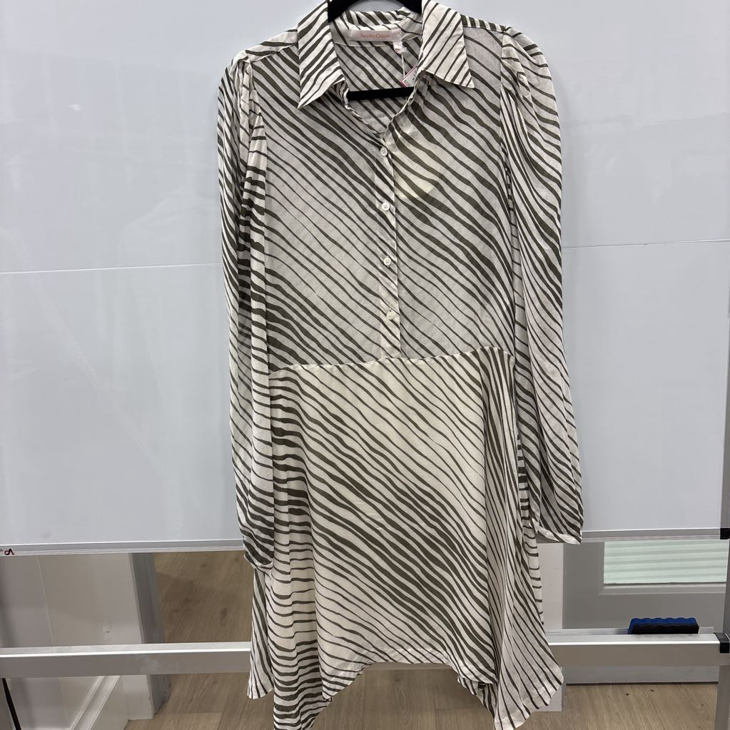 Brown/Cream Viscose Striped Dress (NWT)