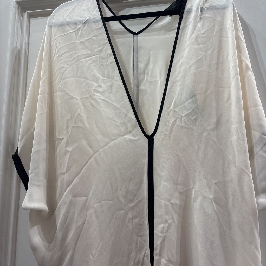 Cream Black Trim Silk Kaftan (NWT), S
