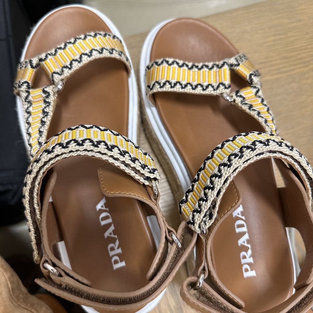 Yellow/Brown/Black Espadrille Platform Sandal