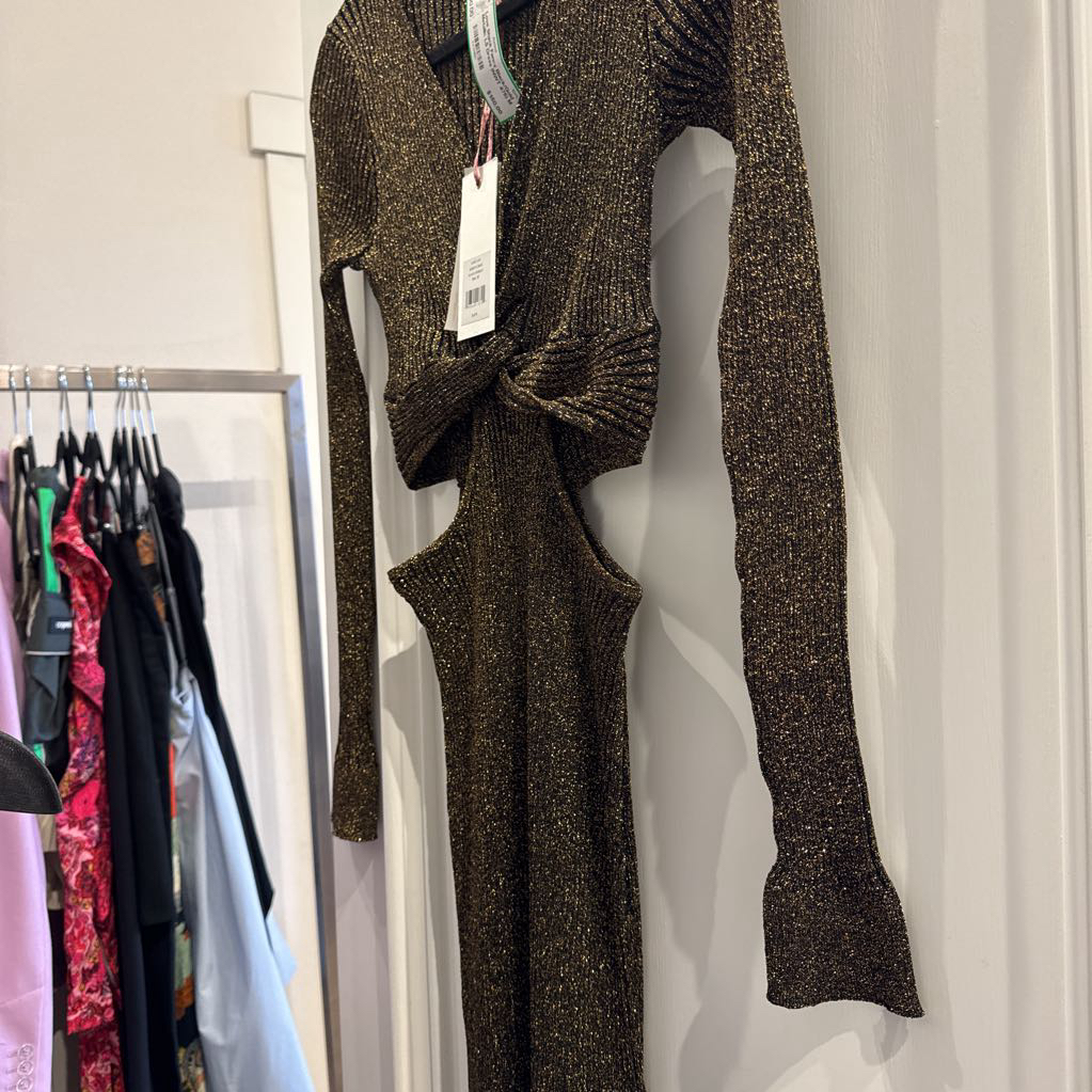 Black/Gold Metallic LS Dress (NWT 475)