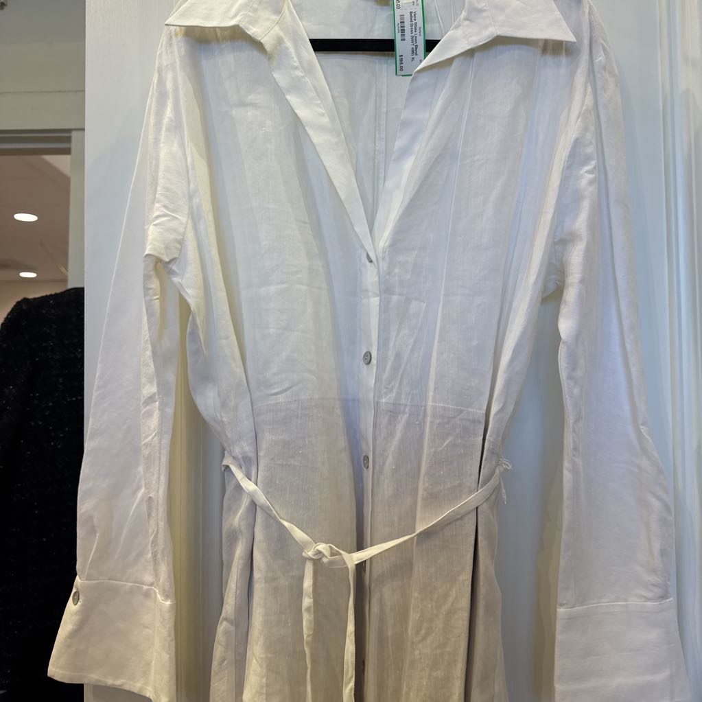 White Linen Blend Belted Dress (NWT 495)