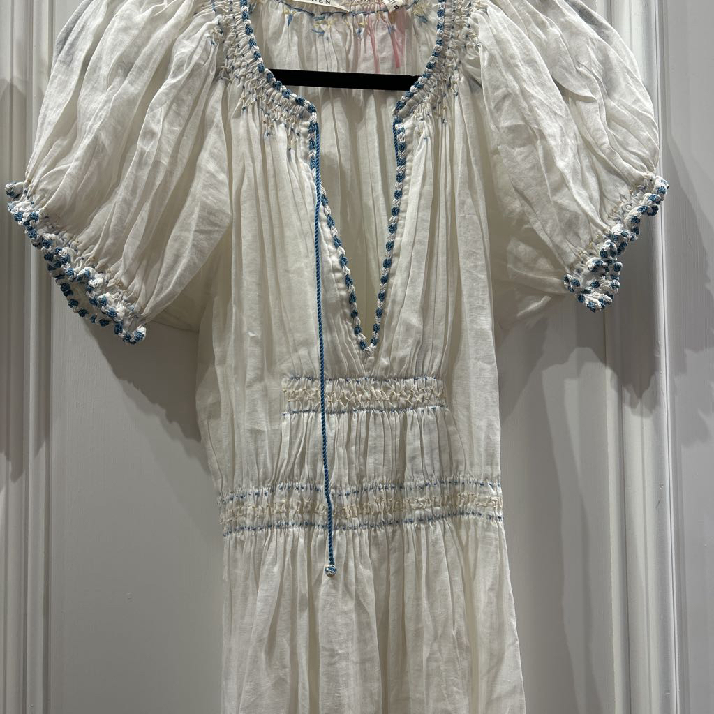 White Cotton Embroidred Dress