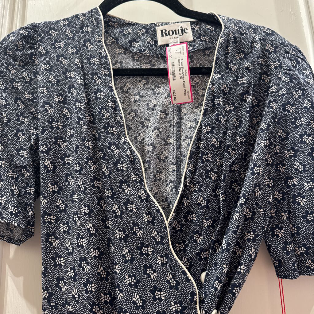 Blue/White Floral Wrap Dress (NWT)