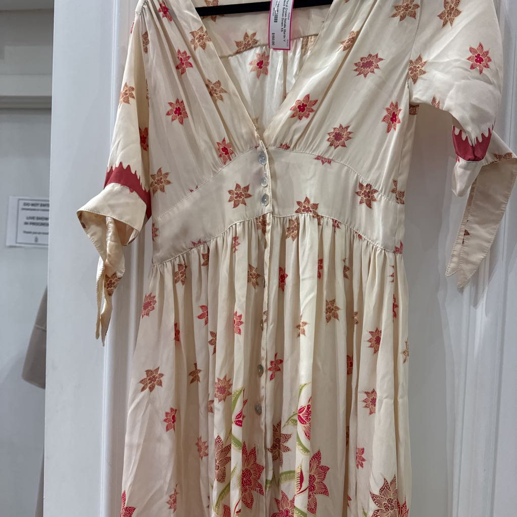 Floral Cream Natalie Martin V Neck Button Down