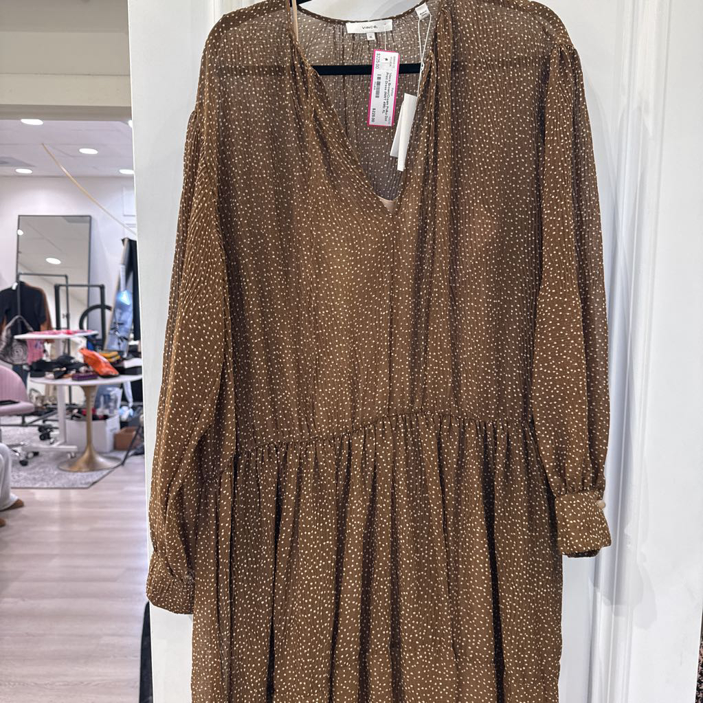 Brown/Cream Polka Dot Print Dress (NWT 495)