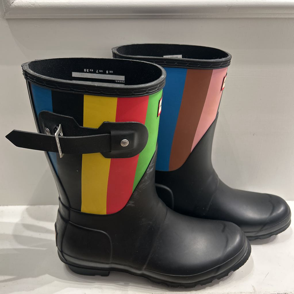 Multicolor Stripe Rubber Boots