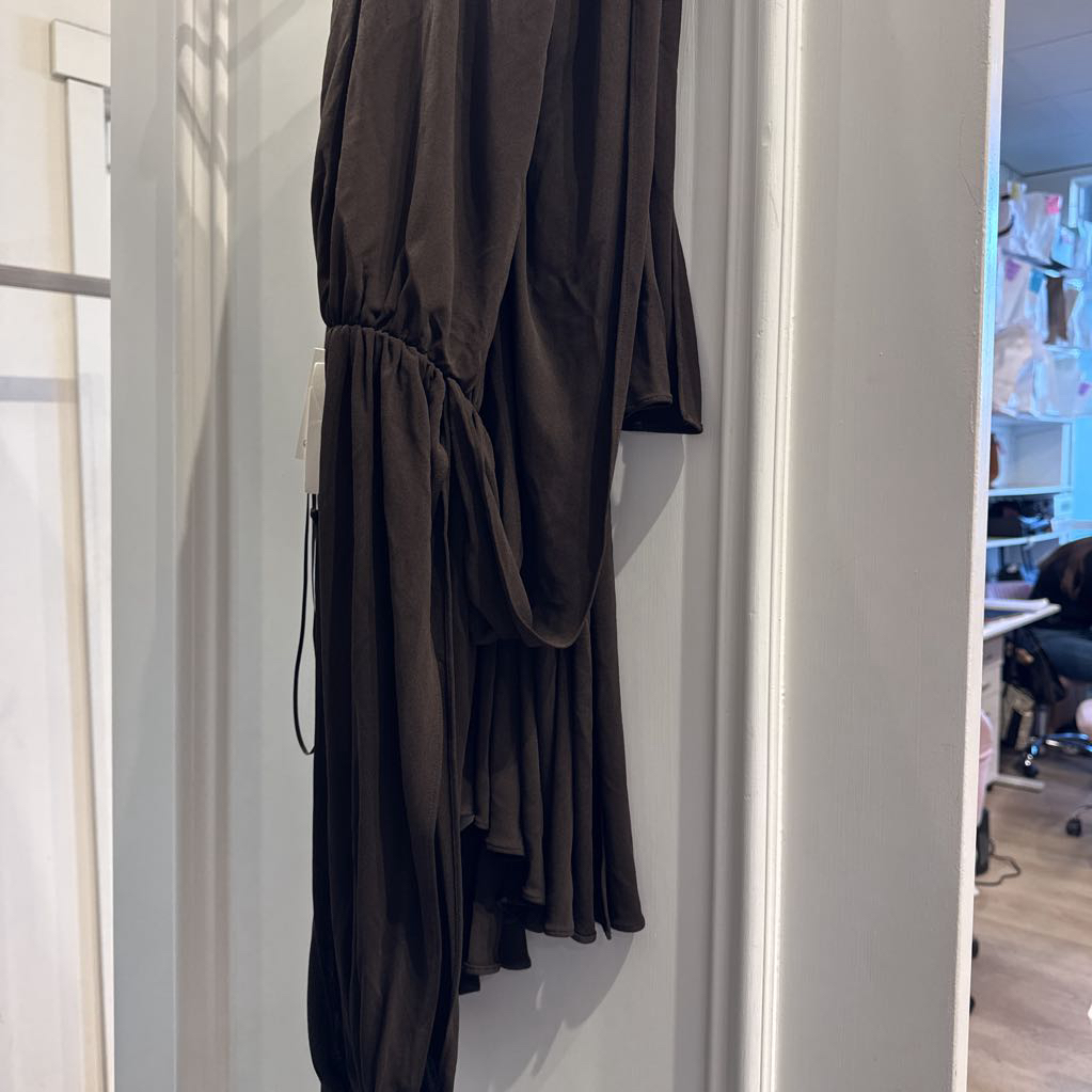 Brown Gathered Jersey Crepe Dress (3750)
