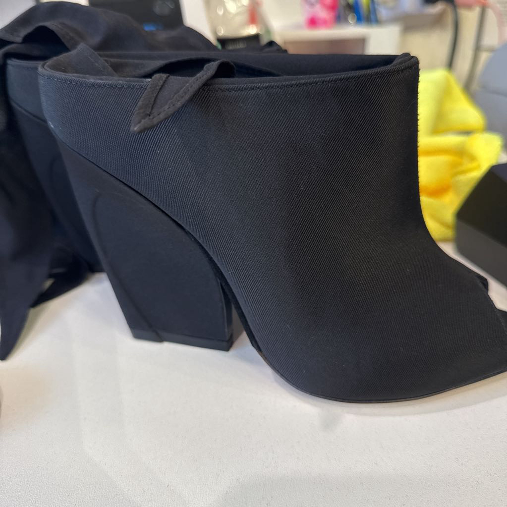 Black Tie Peep Toe Boot