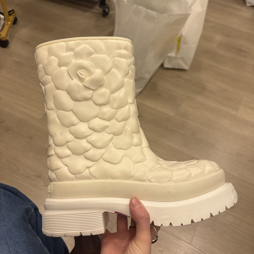 Cream Floral Rubber Boot (850)