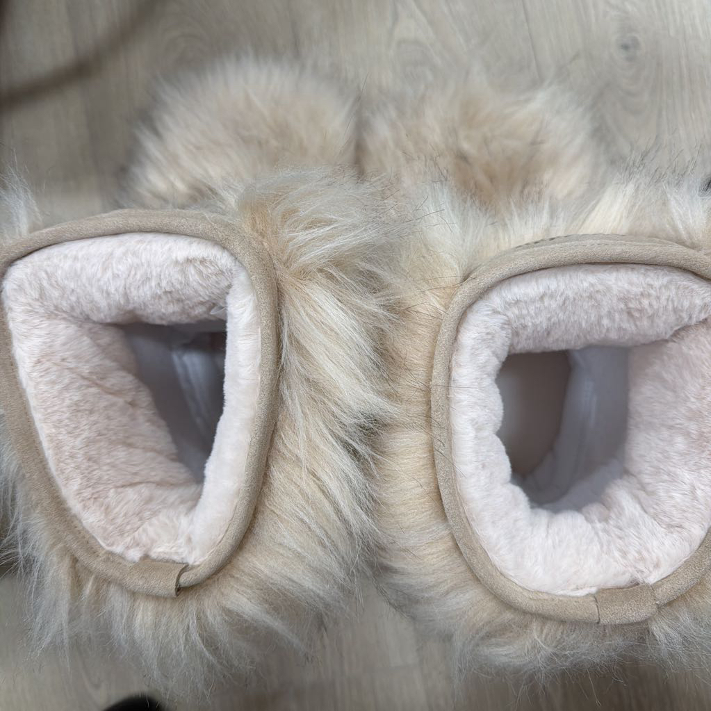 White/Tan Tall Moon Boot Faux Fur