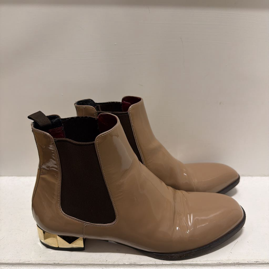 Taupe Patent Rockstud Boots