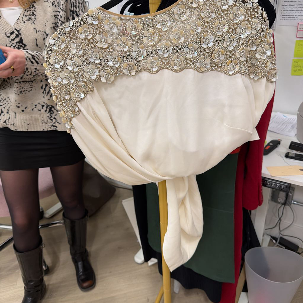 White Gown With Ivory/Silver  Beading (NWT)(8060)