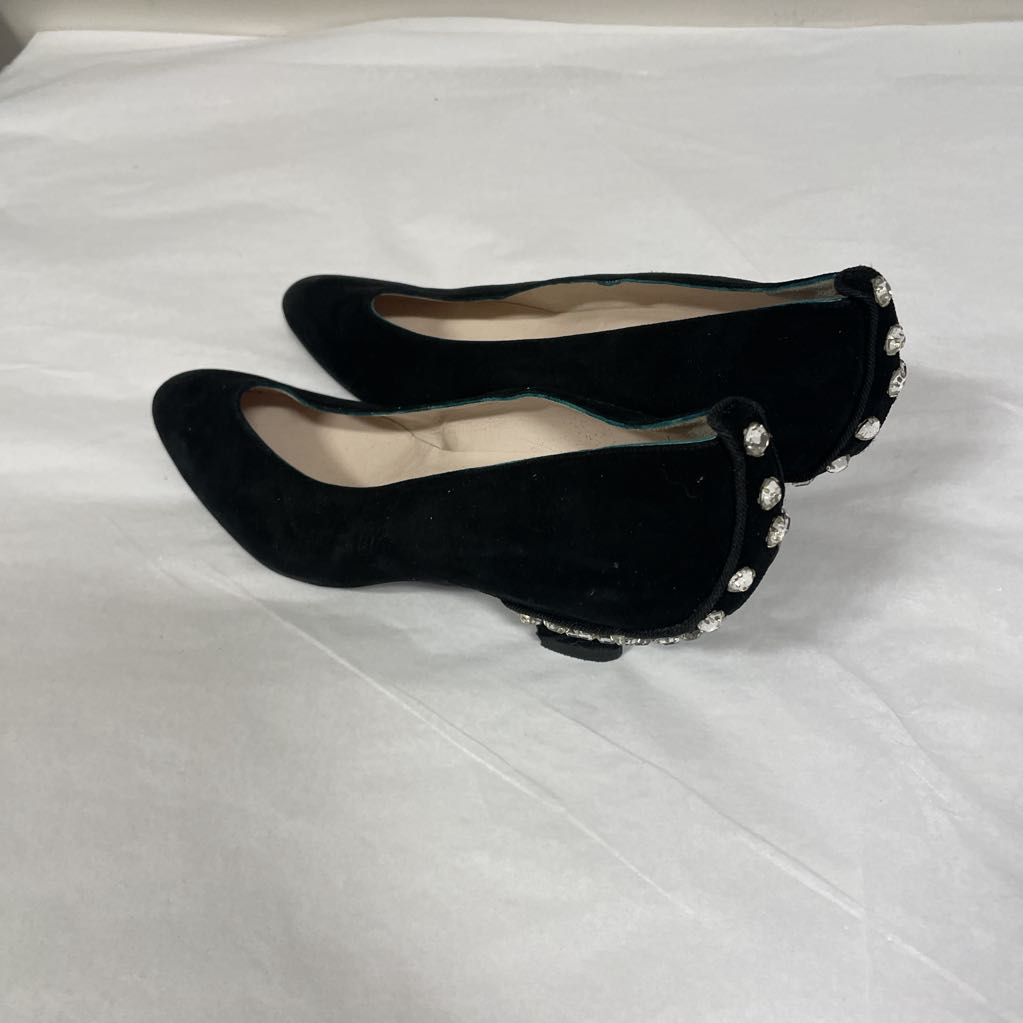 Black Suede Embellished Kitten Heels (37)
