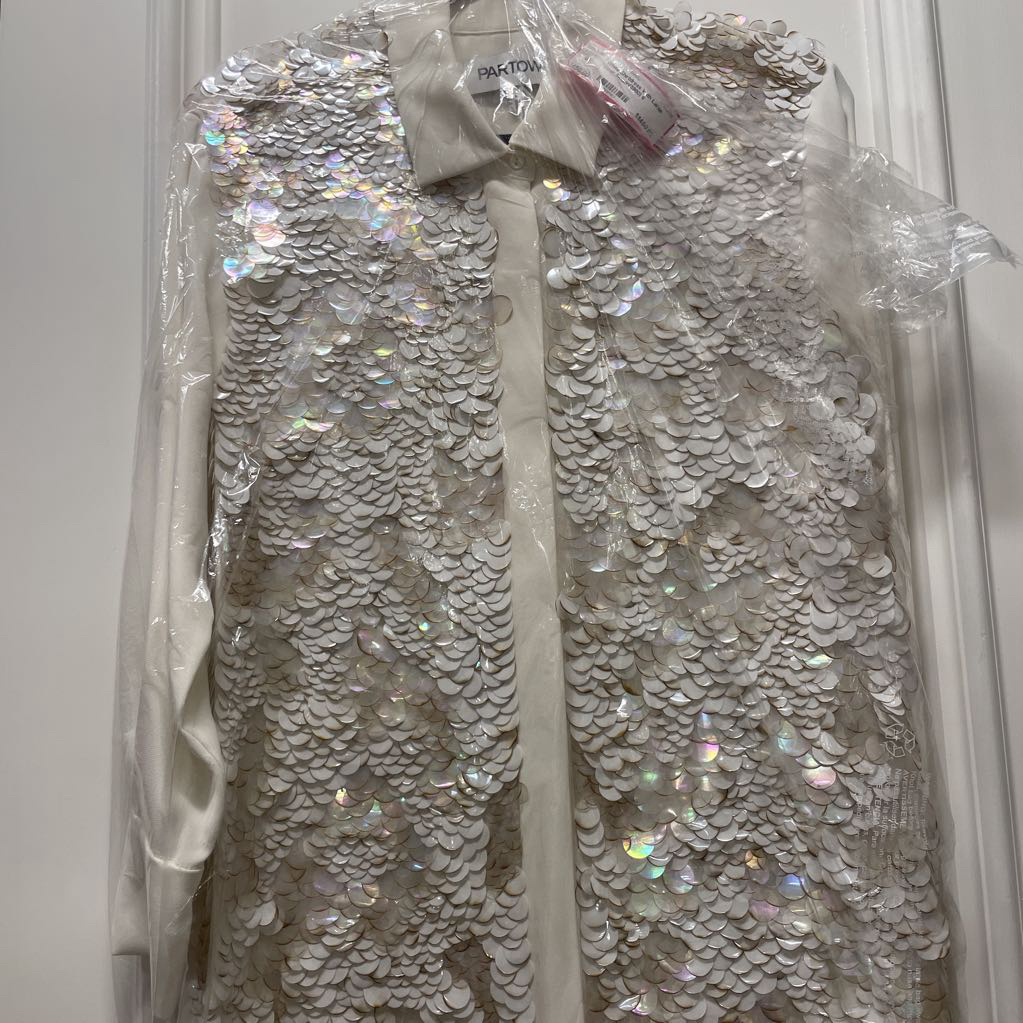 White Shirtdress With Large Clear Sequin(3900)