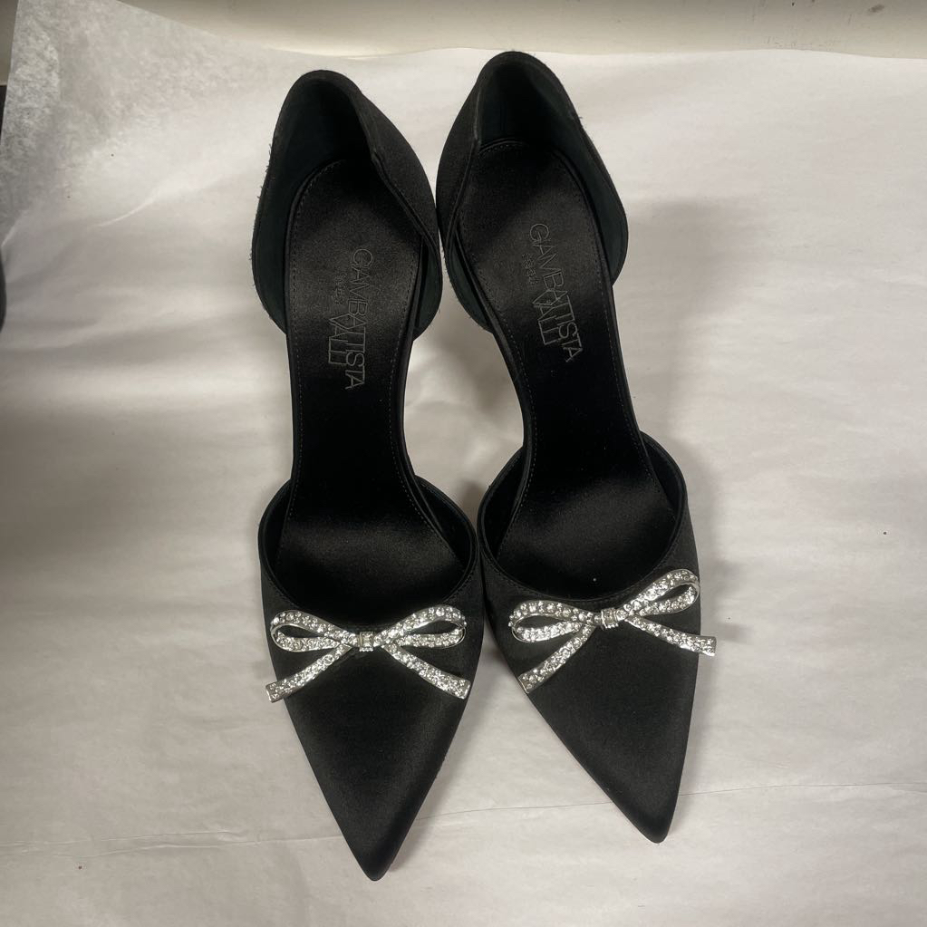 Black Satin w Rhinestone Bow Pumps (37)