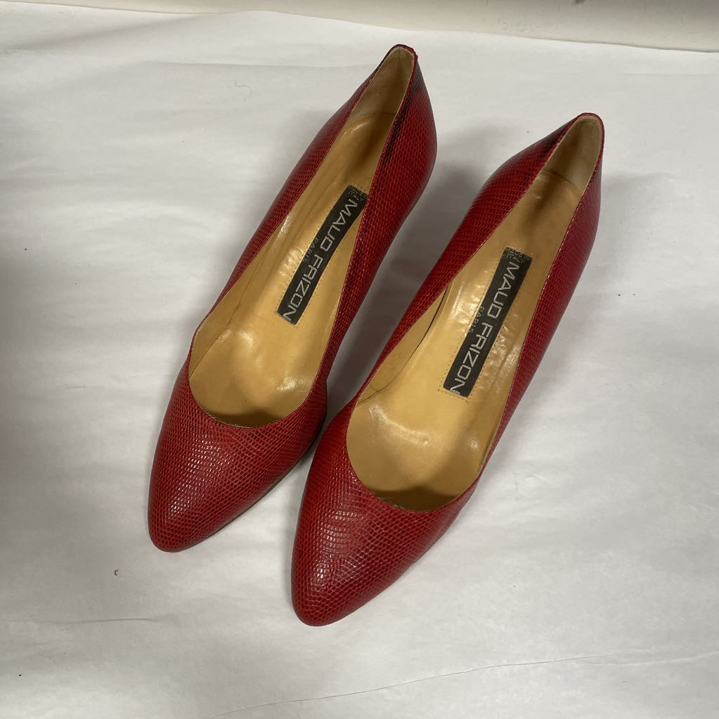Red Snakeskin Print Heels (37)
