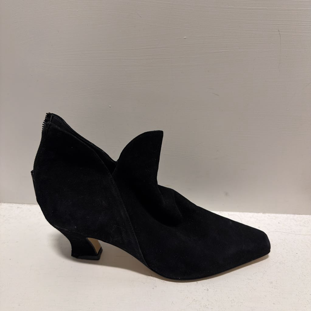 Black Suede Kitten Heel Booties