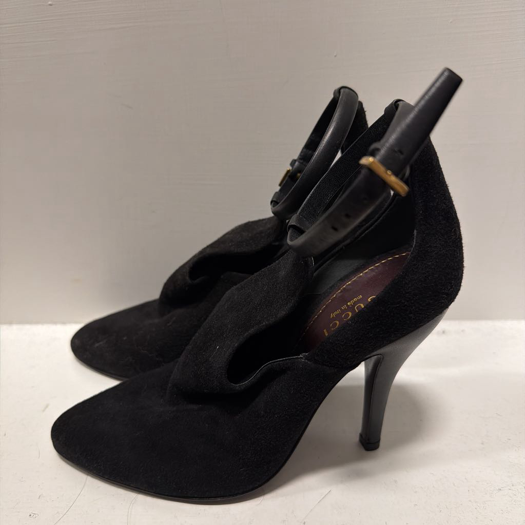 Dark Brown Suede Mule Heels (36)