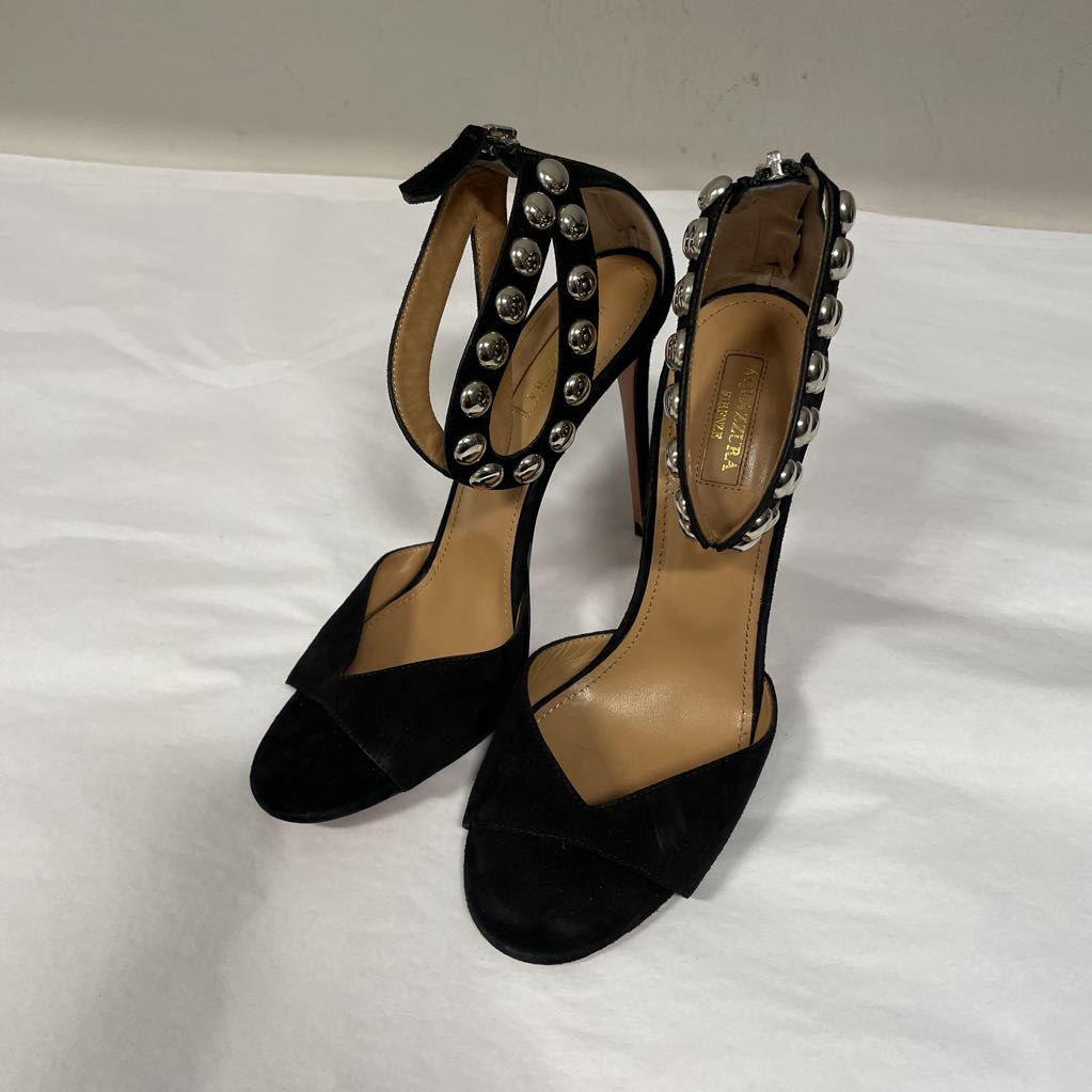 Black Suede Studded Pumps
