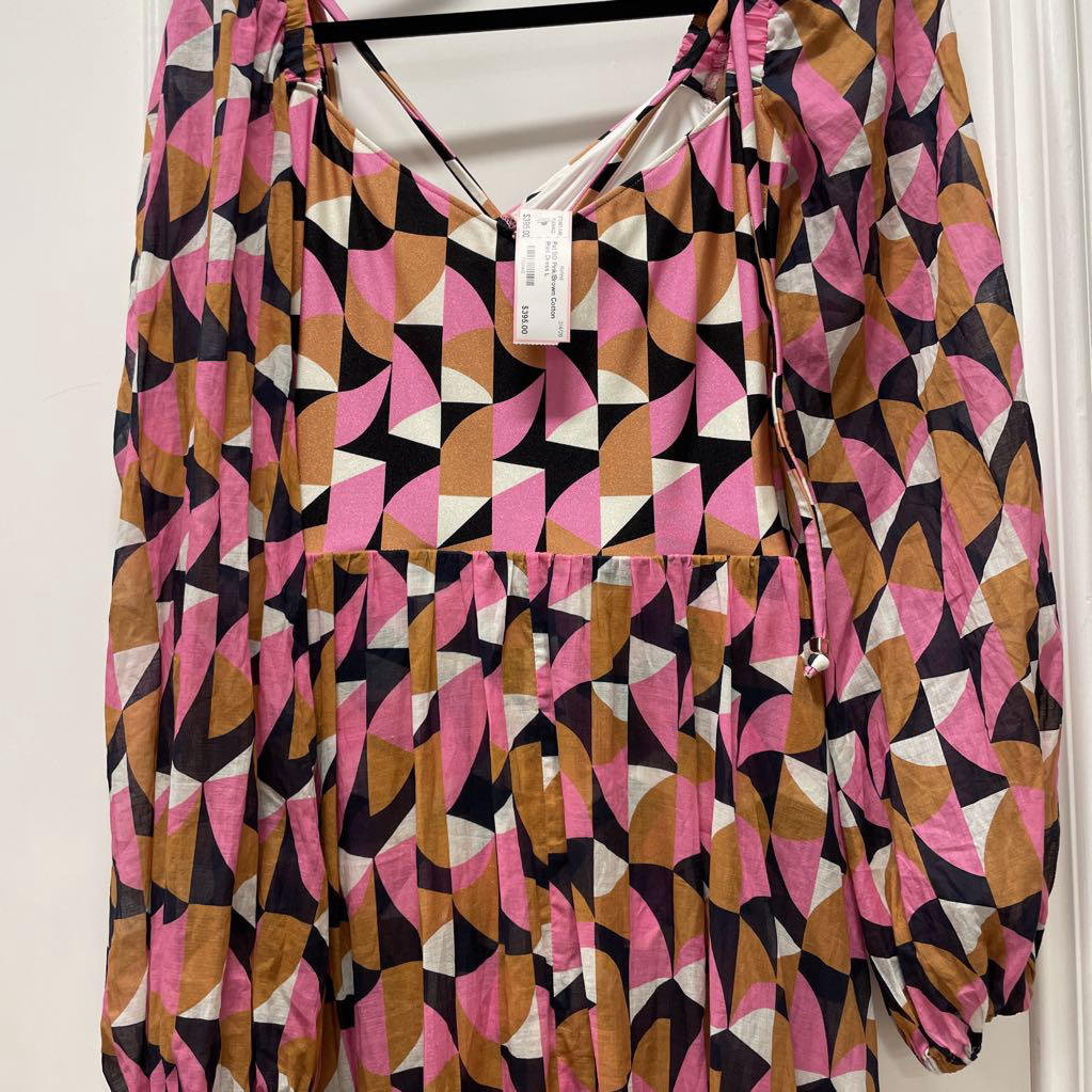 Pink/Brown Cotton Print Dress