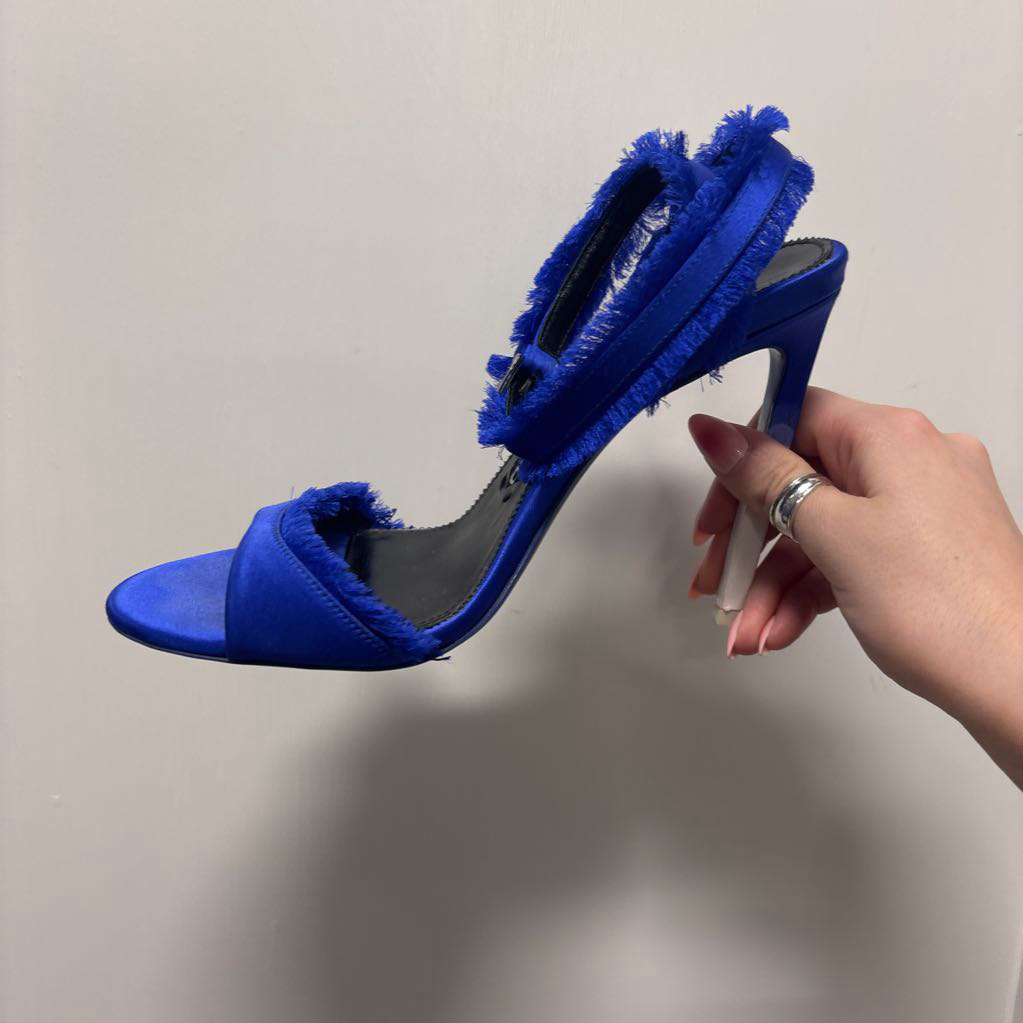 Blue Ankle Wrap Sandals