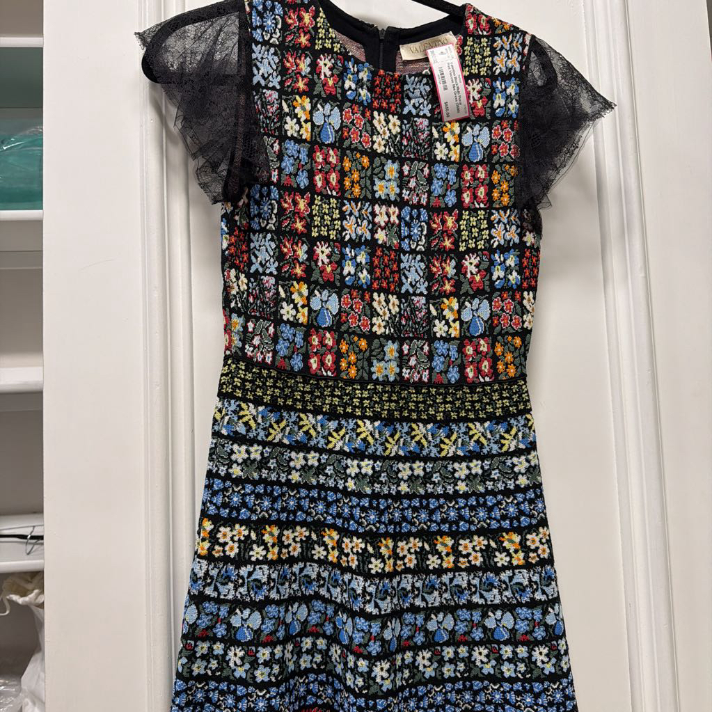 Black/Multi Floral Print Viscose Mini Dress (3590)