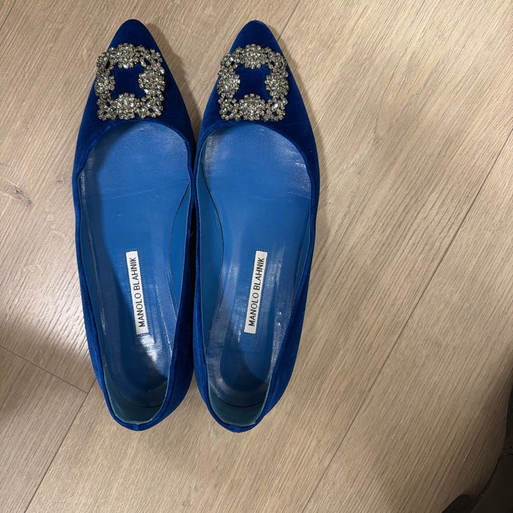 Blue Velvet Ballet Flats