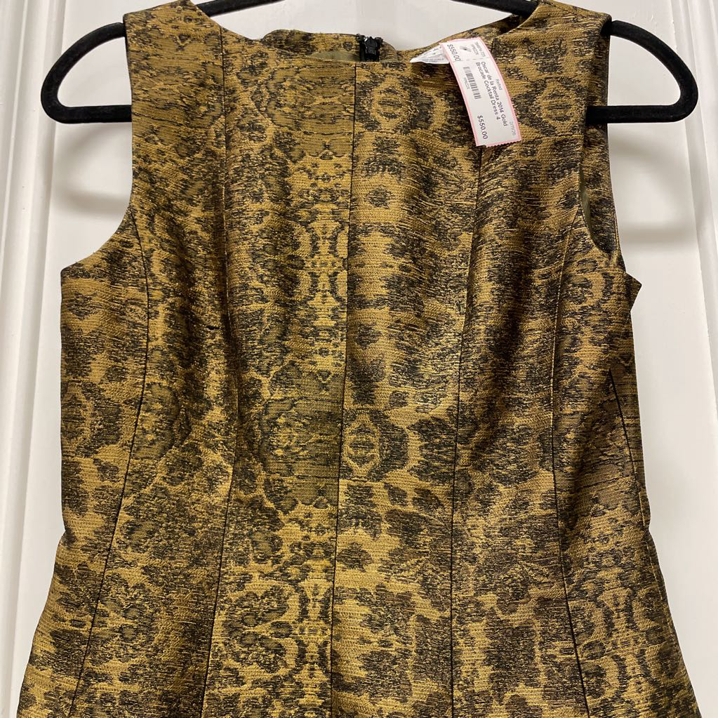 2014 Gold Brocade Cocktail Dress