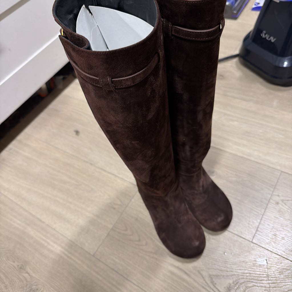 Brown Suede Knee High Boots (36)