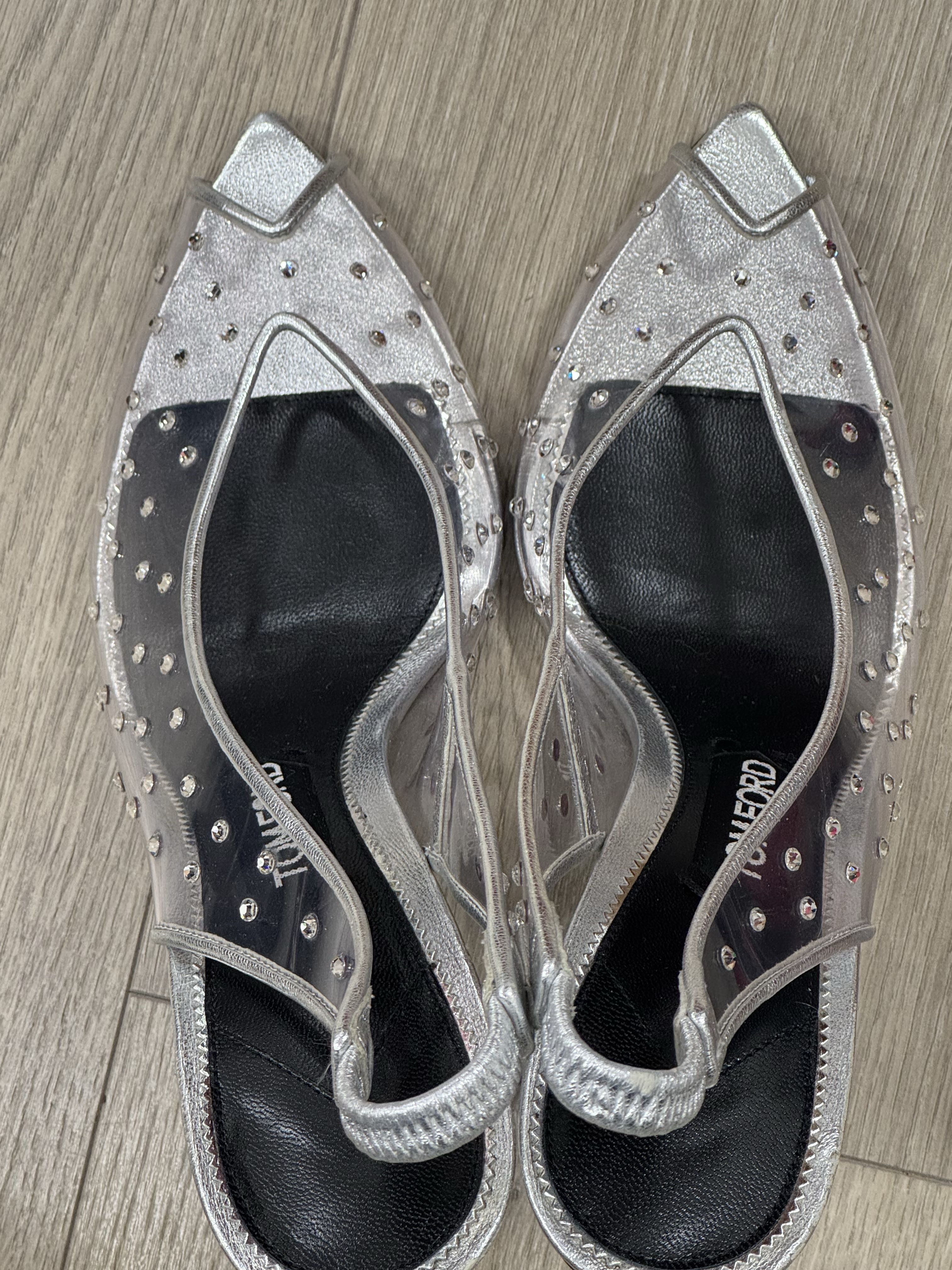 PVC Crystal Embellished Slingback Pumps (est 1308)