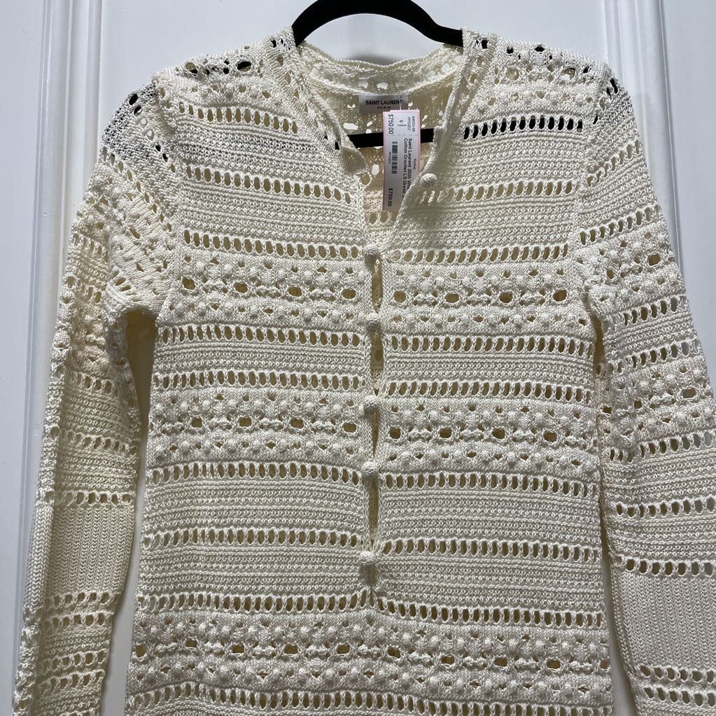 2020 White Cotton Crochet LS Dress