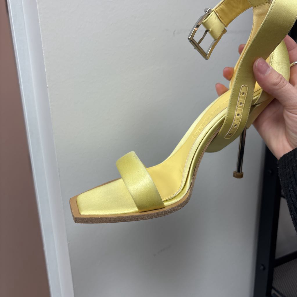 Yellow Satin Sandal Heels